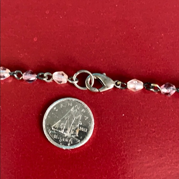 Necklace light pink see through beaded in chain - Picture 7 of 12
